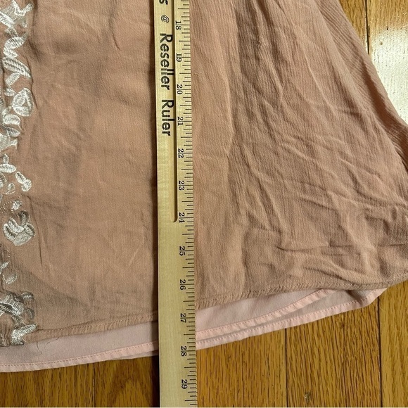 TOBI Flowy Tunic / Off Shoulder Mini Dress Boho Hippie Embroidered Floral Pink M - Picture 7 of 7